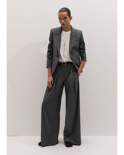 ME+EM Black Wide Leg Double Pleat Trouser