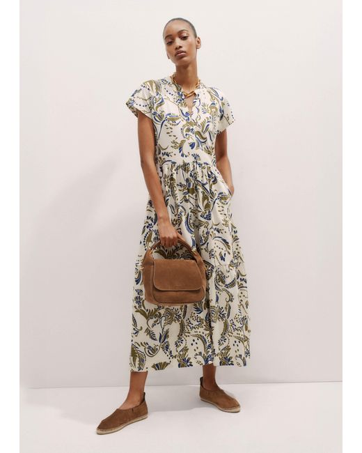 ME+EM Natural Silhouette Print Tiered Maxi Dress