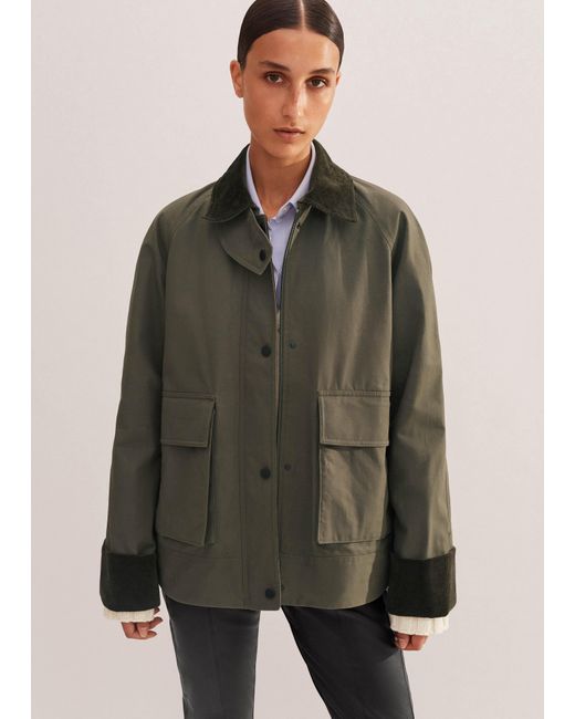 ME+EM Green Oversized Waxed Cotton Country Jacket