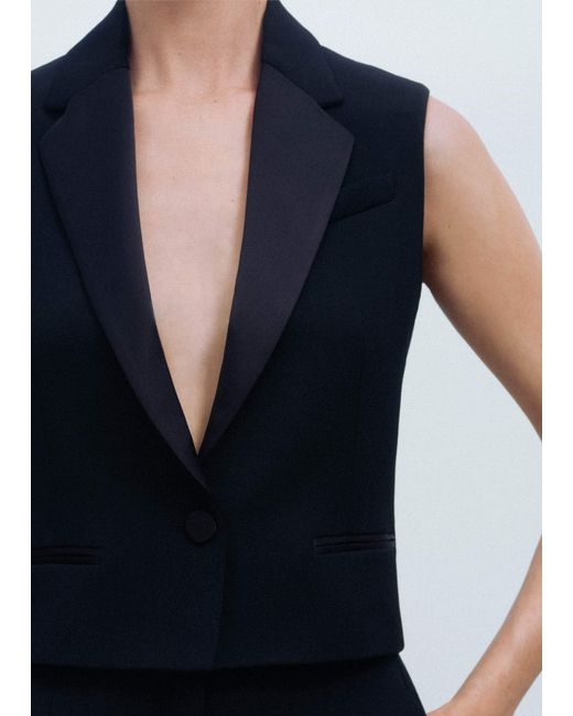 ME+EM Black Sleeveless Tux Jacket