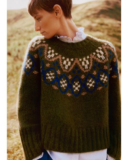 ME+EM Multicolor Alpaca Cotton Jacquard Sweater