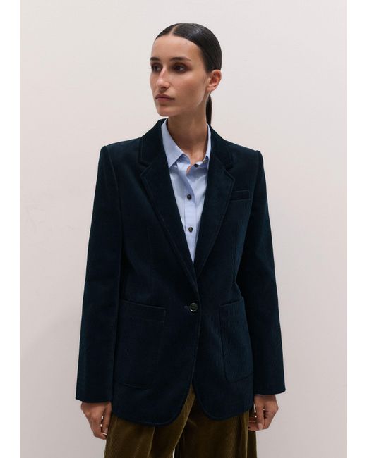 ME+EM Blue Patch Pocket Sharp Shoulder Blazer