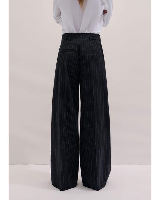 ME+EM Black Pinstripe Wide Leg Trouser
