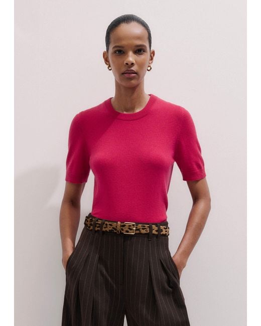ME+EM Red Cashmere Crop Tee