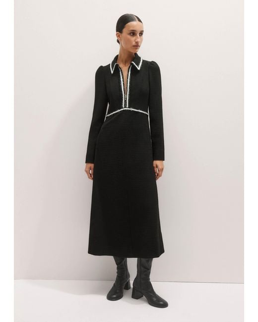 ME+EM Black Textured Midi Dress