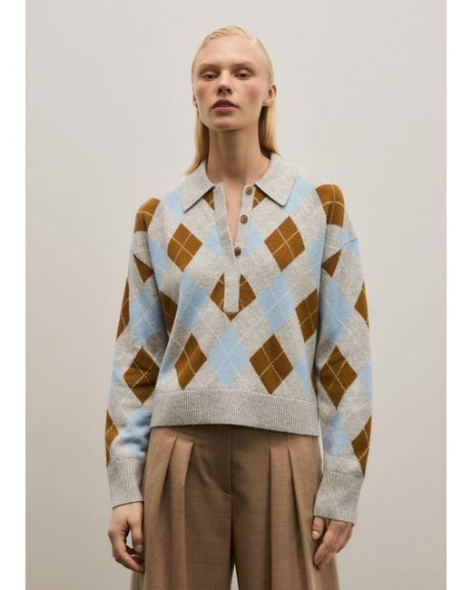 ME+EM Multicolor Merino Cashmere Argyle Sweater