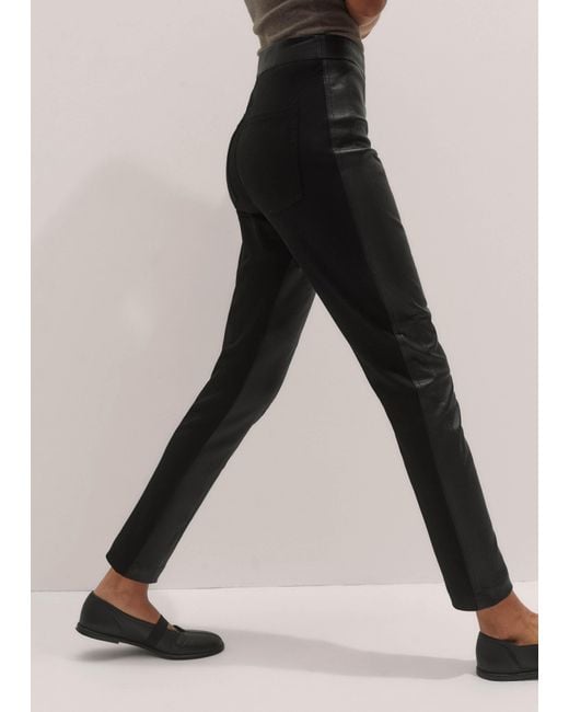 ME+EM Black High Stretch Leather Mix Legging