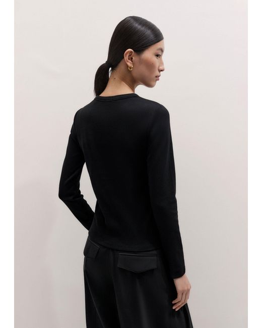 ME+EM Black Ultimate Rib Long Sleeve Top