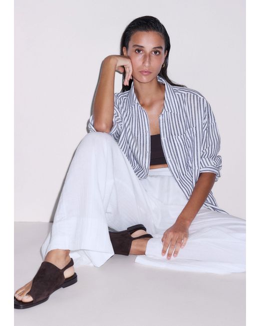 ME+EM Brown Asymmetric Toe Loop Sandal