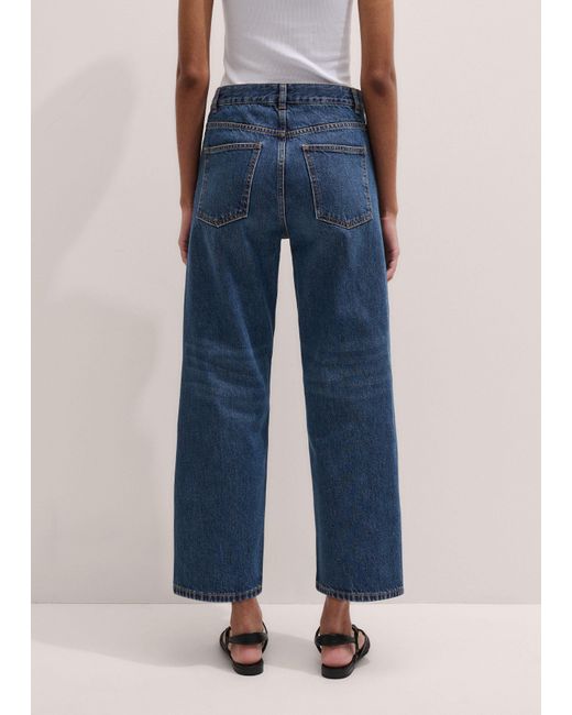 ME+EM Blue Relaxed Straight Crop Jean Authentic Wash