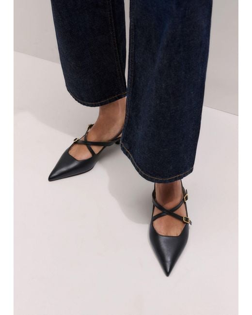 ME+EM White Pointy Multi Strap Kitten Heel