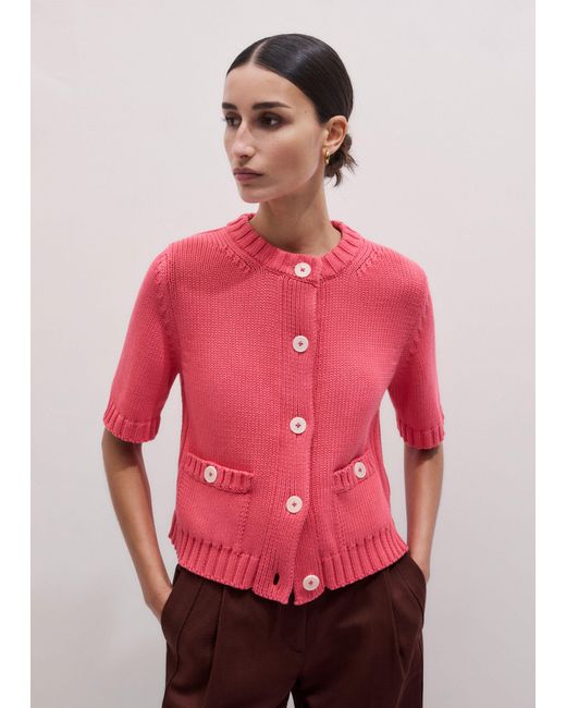 ME+EM Pink Button Through Straight Knit Tee