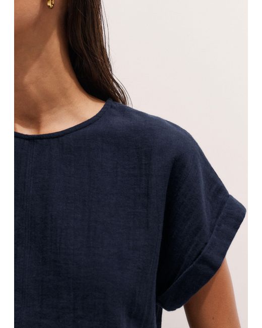 ME+EM Blue Cheesecloth T-Shirt