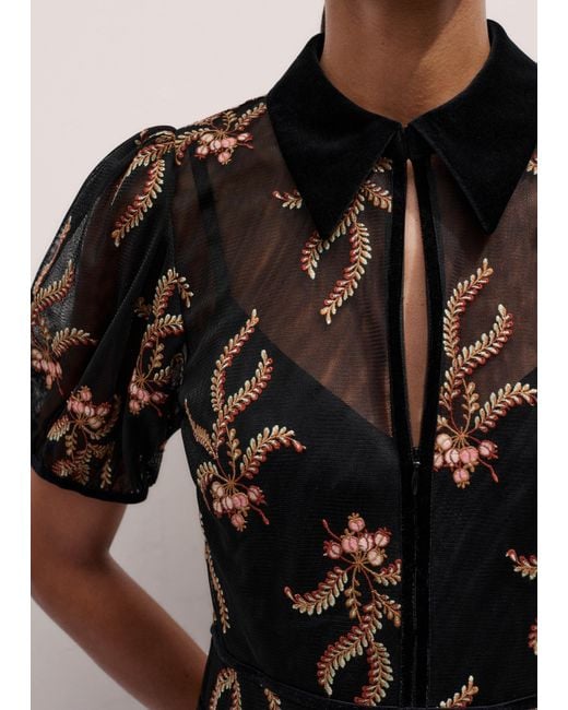 ME+EM Black Autumn Floral Embroidery Maxi Dress + Slip/Multi