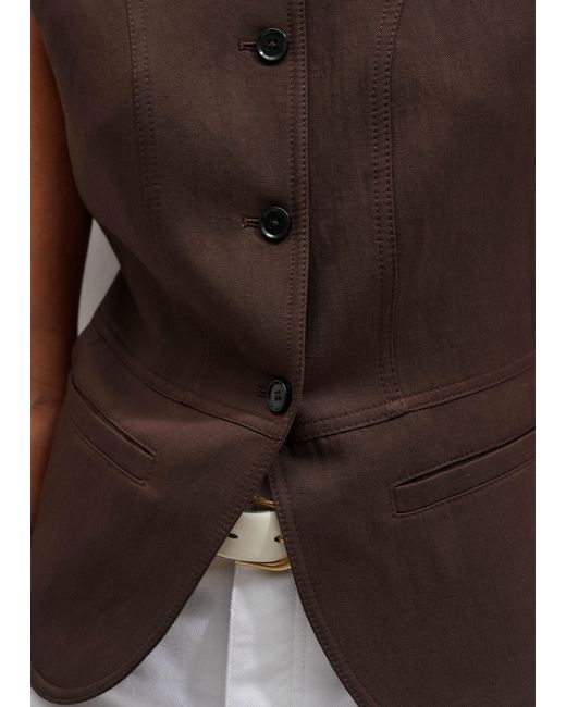 ME+EM Multicolor Linen Blend Deconstructed Vest
