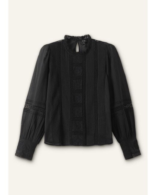 ME+EM Blue Cotton Voile Lace Top
