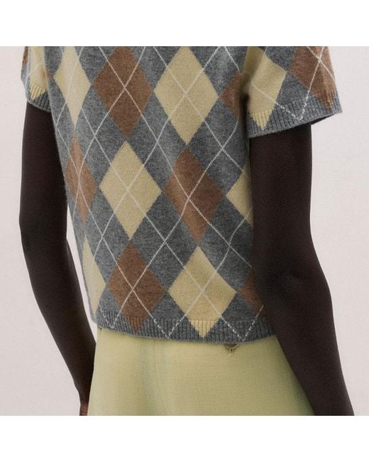 ME+EM Gray Cashmere Argyle Baby Tee
