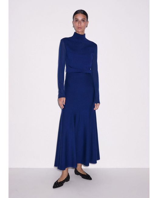ME+EM Blue High Neck Knit Maxi Dress + Layering Top