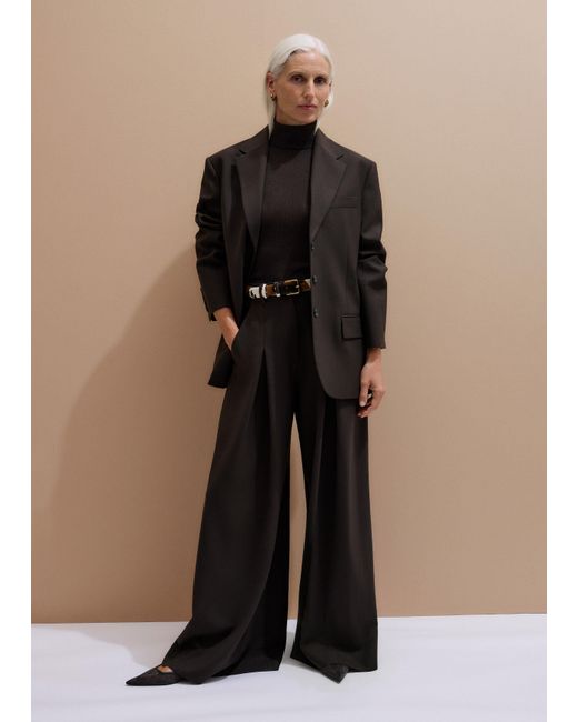 ME+EM Black Superfine Ribbed Roll Neck Tee