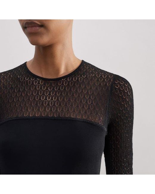 ME+EM Black Lace Stitch Evening Maxi Dress