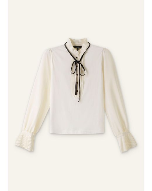ME+EM Natural Frill Neck Layering Blouse + Tie
