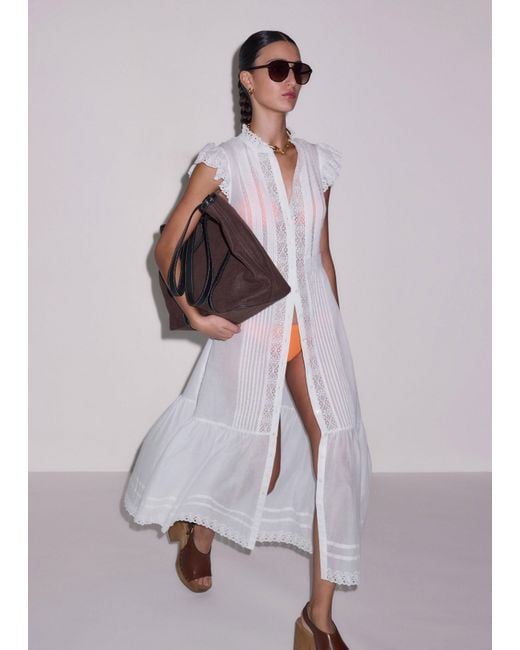 ME+EM Multicolor Cotton Voile Trim Detail Maxi Dress + Slip