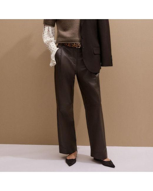 ME+EM Brown Cashmere Roll Trim Knit Tee