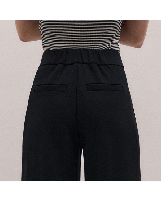 ME+EM Black Luxe Travel Tailoring Wide-Leg Trouser