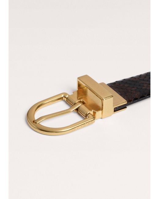 ME+EM Black 30Mm Round Buckle Reversible Belt Chocolate
