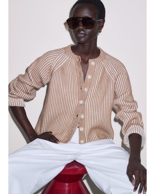 ME+EM Multicolor Soft Touch Rib Cardigan Camel-Soft