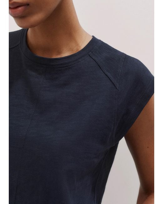 ME+EM Blue Cap Sleeve Crew Neck Swing Tee