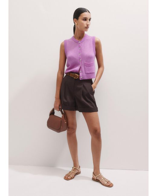 ME+EM Purple Lofty Button-Front Vest