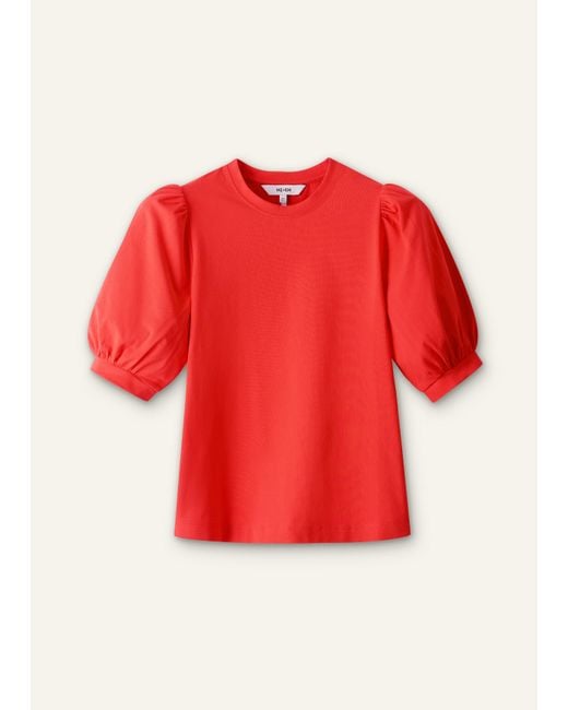 ME+EM Red Pouf Sleeve Tee