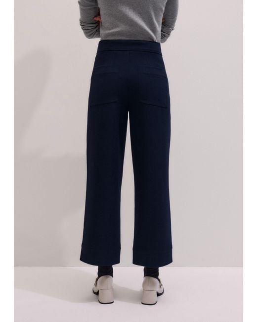 ME+EM Blue Button Front Straight Crop Trouser