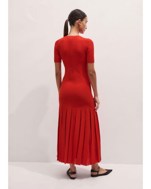ME+EM Red Conceal + Reveal Lace Knit Maxi Dress