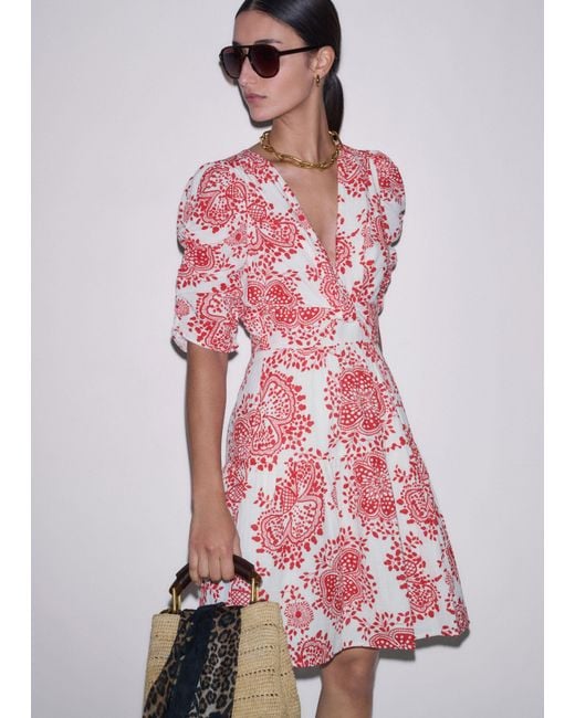 ME+EM Red Fit & Flare Twist Detail Cheesecloth Short Dress Soft