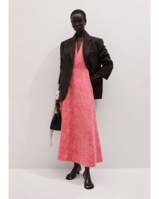 ME+EM Pink Panelled Fit And Flare Maxi Dress Candy Coral-Blush