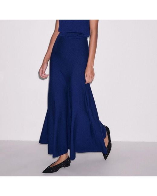 ME+EM Blue High Neck Knit Maxi Dress + Layering Top