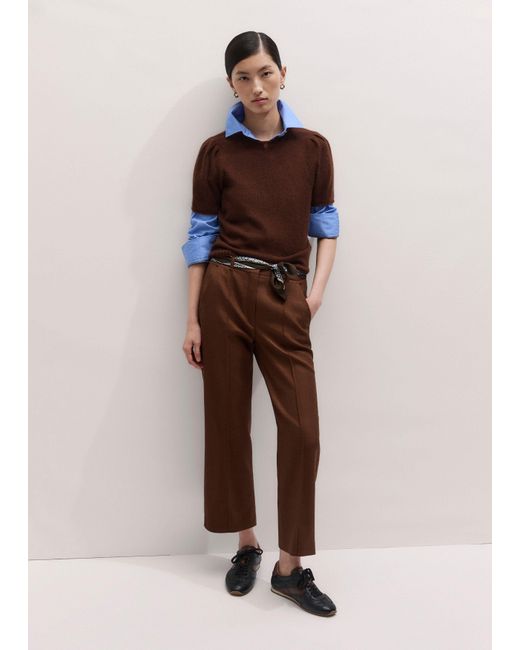 ME+EM Brown Straight Crop Trouser
