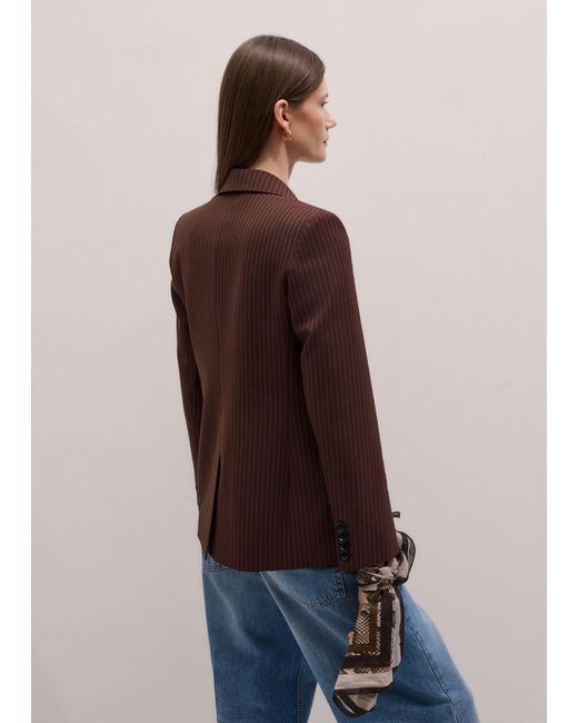ME+EM Brown Pinstripe Sharp Shoulder Contour Blazer