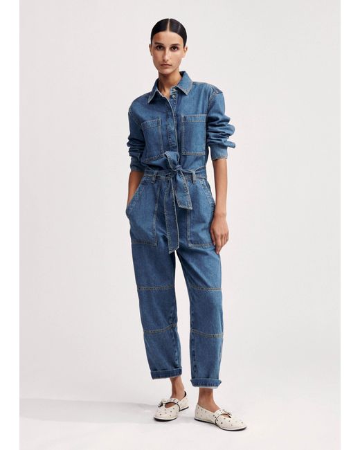 ME+EM Blue Denim Jumpsuit + Belt