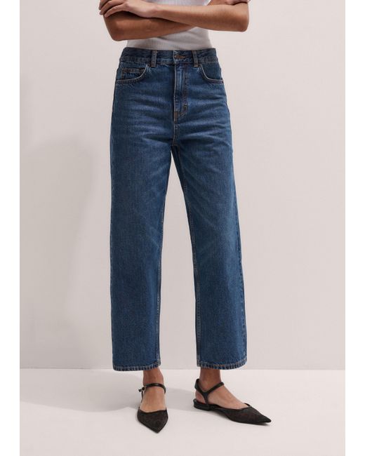ME+EM Blue Relaxed Straight Crop Jean Authentic Wash