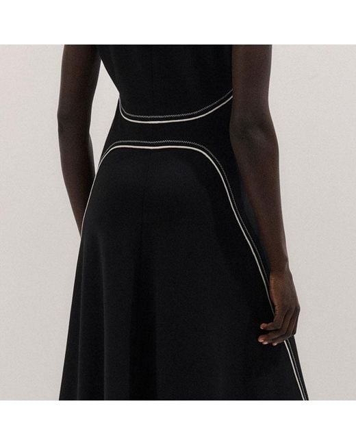 ME+EM Black Stitch Detail Fit And Flare Midi Dress