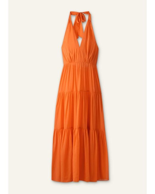 ME+EM Orange Cotton Voile Tiered Maxi Dress