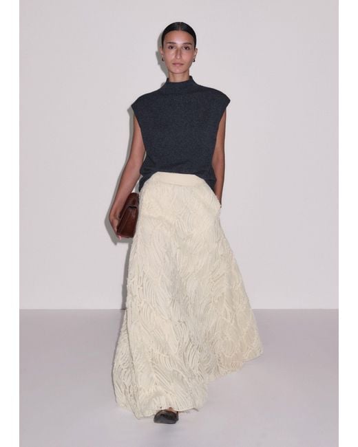 ME+EM Black Ribbon Tulle Fit And Flare Full Length Skirt