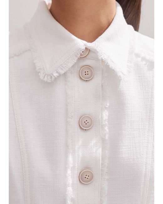 ME+EM Natural Cotton-Blend Fringed Midi Dress