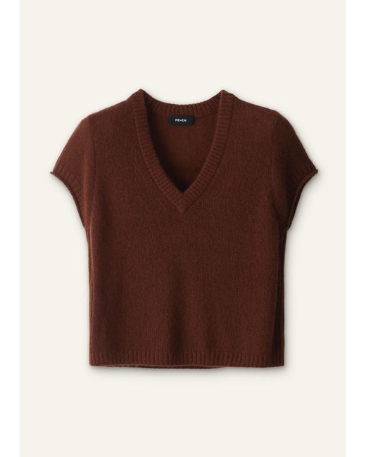ME+EM Purple Merino Cashmere Silk V-Neck Straight Baby Tee