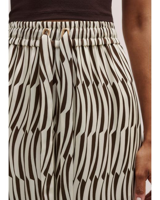ME+EM White Silk Linear Keys Print Wide-Leg Trouser