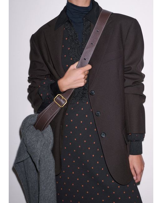 ME+EM Black Winter Polka Dot Lace Trim Maxi Dress/Caramel
