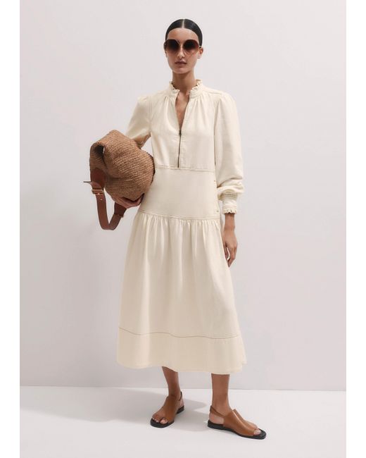 ME+EM Natural Washed Denim Midi Dress
